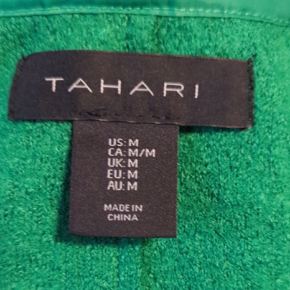 Vibrant Green Cardigan Tahari Size M - Picture 2 of 5